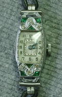 Bulova diamond and faux emerald deco watch for her